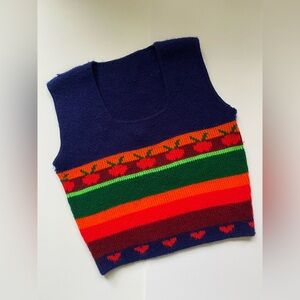 Vintage Colorful Knit Sweater Vest | Fall Sweater Vest | Apples Sweater